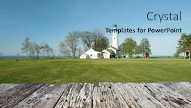  Presentation with lighthouse - Beautiful PPT layouts featuring pointe-aux-barques-lighthouse-built backdrop and a light blue colored foreground
