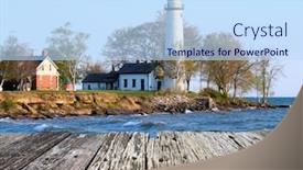  Presentation with lighthouse - Colorful slide set enhanced with pointe-aux-barques-lighthouse-built backdrop and a sky blue colored foreground