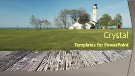  Presentation with lighthouse - Colorful presentation design enhanced with pointe-aux-barques-lighthouse-built backdrop and a tawny brown colored foreground