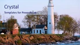  Presentation with lighthouse beacon - Slide deck consisting of barques lighthouse built in 1848 background and a sky blue colored foreground