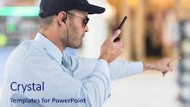  Presentation with retail shopping center - Cool new PPT theme with digital composite of security guard backdrop and a light blue colored foreground