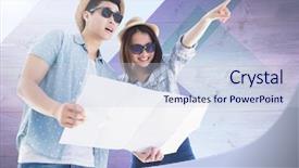  Presentation with image retrieval - Audience pleasing PPT layouts consisting of pointing and holding a map backdrop and a  colored foreground