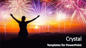  Presentation with sad woman silhouette - Beautiful PPT layouts featuring pointing and watching the fireworks backdrop and a black colored foreground