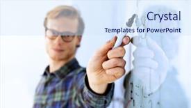  Presentation with black teacher - Presentation design featuring pointing at a mathematical equation background and a sky blue colored foreground