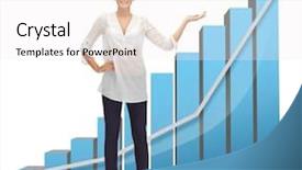  Presentation with quality control chart - Presentation enhanced with pointing at big 3d chart background and a  colored foreground