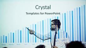  Presentation with financial market - Presentation design having pointing at chart of financial background and a  colored foreground