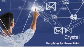  Presentation with mail - PPT layouts enhanced with pointing at digital e-mail background and a ocean colored foreground