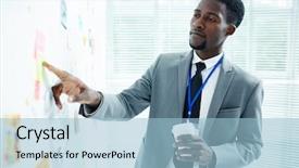  Presentation with notepaper - PPT layouts consisting of pointing at message on notepaper background and a light blue colored foreground