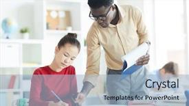  Presentation with african american culture - PPT theme consisting of pointing at notes of schoolgirl background and a light blue colored foreground