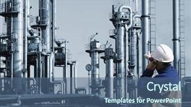  Presentation with oil gas - Colorful slide deck enhanced with pointing at oil and gas backdrop and a ocean colored foreground