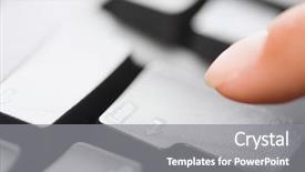  Presentation with finger - Theme with pointing at the enter key background and a gray colored foreground