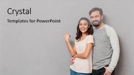  Presentation with international space station over - Cool new slides with pointing away at copy space backdrop and a light gray colored foreground