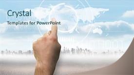  Presentation with city map - Presentation design consisting of pointing city with world map background and a sky blue colored foreground