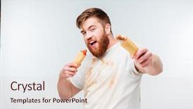  Presentation with eat - Cool new theme with pointing dog - hungry bearded man in dirty backdrop and a lemonade colored foreground