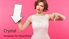  Presentation with pink - Beautiful PPT theme featuring dressed in dress pointing down backdrop and a coral colored foreground