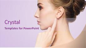  Presentation with ear - Theme enhanced with pointing finger to her ear background and a sky blue colored foreground