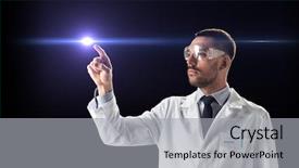  Presentation with laser - Theme featuring pointing finger to laser ray background and a light gray colored foreground