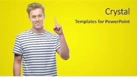  Presentation with question - Presentation design having pointing finger with happy face background and a yellow colored foreground