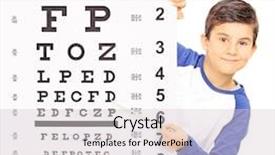  Presentation with eyesight - Audience pleasing PPT layouts consisting of pointing on an eyesight test backdrop and a light gray colored foreground