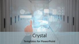  Presentation with science futuristic technology abstract - Cool new PPT theme with pointing something against futuristic technology backdrop and a light blue colored foreground