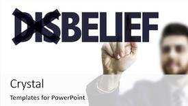  Presentation with 3d man business leader - PPT layouts consisting of pointing the text disbelief belief background and a white colored foreground