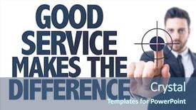  Presentation with difference business - Audience pleasing slide deck consisting of pointing the text good service backdrop and a ocean colored foreground