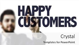  Presentation with customers - Cool new slides with pointing the text happy customer backdrop and a white colored foreground