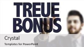  Presentation with bonus - PPT theme with pointing the text loyalty bonus background and a light gray colored foreground