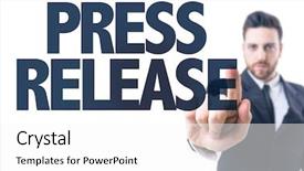  Presentation with press release - Presentation enhanced with pointing the text press release background and a white colored foreground