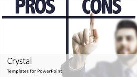  Presentation with business man climbs up to the top of 3d success stairs steps - Amazing slide deck having pointing the text pros cons backdrop and a white colored foreground