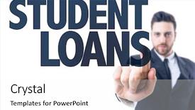  Presentation with business loan - Slide deck enhanced with pointing the text student loan background and a white colored foreground