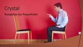  Presentation with next - Beautiful slides featuring pointing to a empty chair backdrop and a red colored foreground