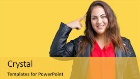  Presentation with great idea - Slide set consisting of pointing to head with one background and a yellow colored foreground