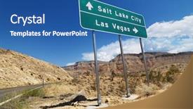  Presentation with salt lake city - Theme having pointing towards salt lake city background and a ocean colored foreground