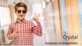  Presentation with wow - Slide set consisting of pointing up at school corridor background and a  colored foreground