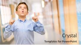  Presentation with eyes - Audience pleasing slide set consisting of pointing up at school corridor backdrop and a  colored foreground