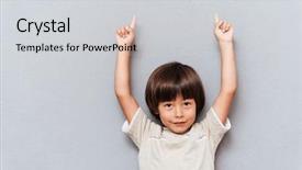  Presentation with gray - Cool new presentation design with pointing up with both hand backdrop and a light gray colored foreground