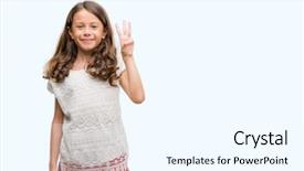  Presentation with number - Beautiful slide deck featuring pointing up with fingers number backdrop and a  colored foreground