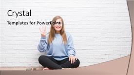  Presentation with white brick wall - PPT layouts enhanced with pointing up with fingers number background and a white colored foreground