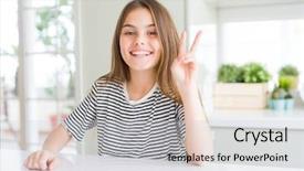  Presentation with swimming beautiful girl swims underwater - Slides with pointing up with fingers number background and a light gray colored foreground