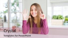  Presentation with birthday invitation kid - Beautiful PPT theme featuring pointing up with fingers number backdrop and a  colored foreground