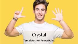  Presentation with number - Colorful PPT theme enhanced with pointing up with fingers number backdrop and a  colored foreground