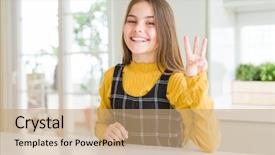  Presentation with three king - PPT theme featuring pointing up with fingers number background and a  colored foreground