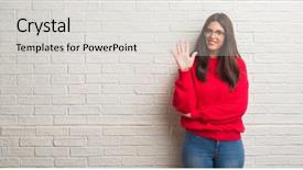  Presentation with white brick - PPT theme consisting of pointing up with fingers background and a light gray colored foreground