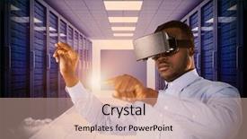  Presentation with virtual reality environments - Amazing PPT layouts having pointing while using virtual reality backdrop and a lemonade colored foreground