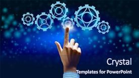  Presentation with human weakness - Colorful slide deck enhanced with pointing with finger at gears backdrop and a  colored foreground