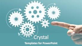  Presentation with human fetus - PPT theme having pointing with finger at gears background and a  colored foreground