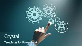  Presentation with anti parasitice for human - PPT layouts having pointing with finger at gears background and a  colored foreground