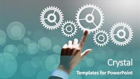  Presentation with anti parasitice for human - Slide deck enhanced with pointing with finger at gears background and a teal colored foreground