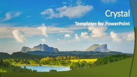  Presentation with beautiful mountains river lake sky nature - Beautiful PPT layouts featuring points interest - beautiful landscape view backdrop and a teal colored foreground